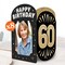 Big Dot of Happiness 60th Birthday Photo Holder Centerpieces, 4x6 Picture Display Box, Black & Gold Table Decoration for Adult Birthday Decor, 8 Count